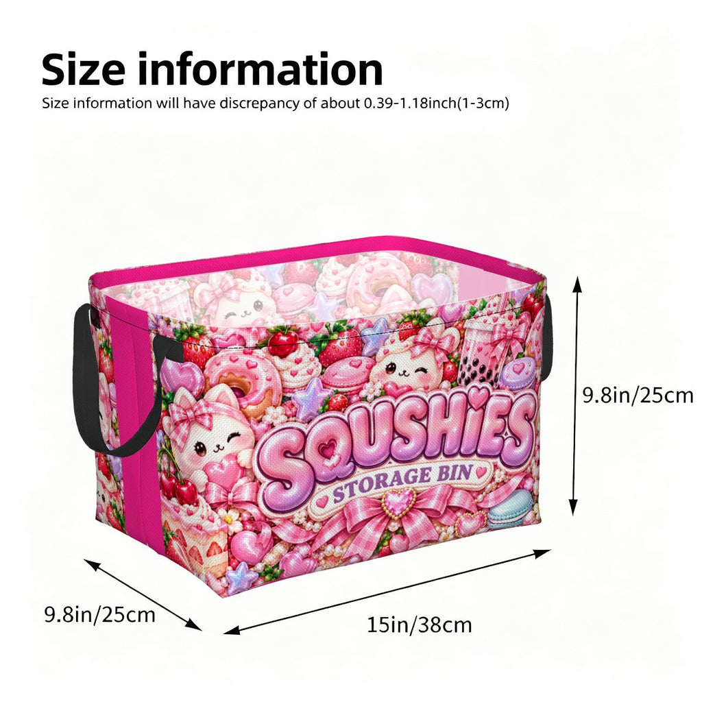 Pink Coquette Squishies Storage Bin – Kawaii Teen Room Organizer