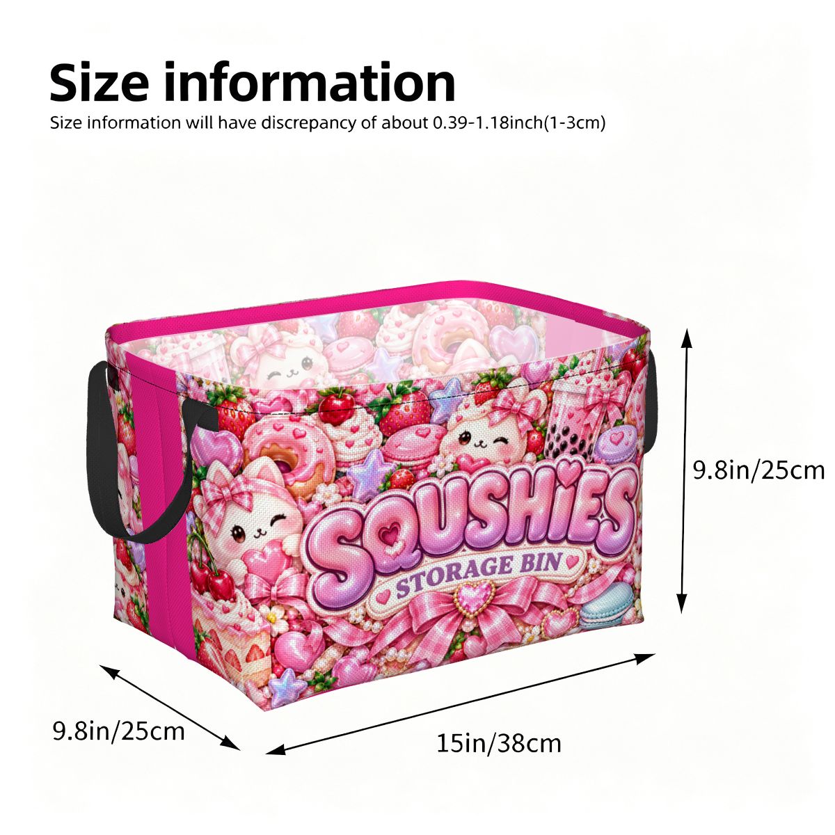 Pink Coquette Squishies Storage Bin – Kawaii Teen Room Organizer