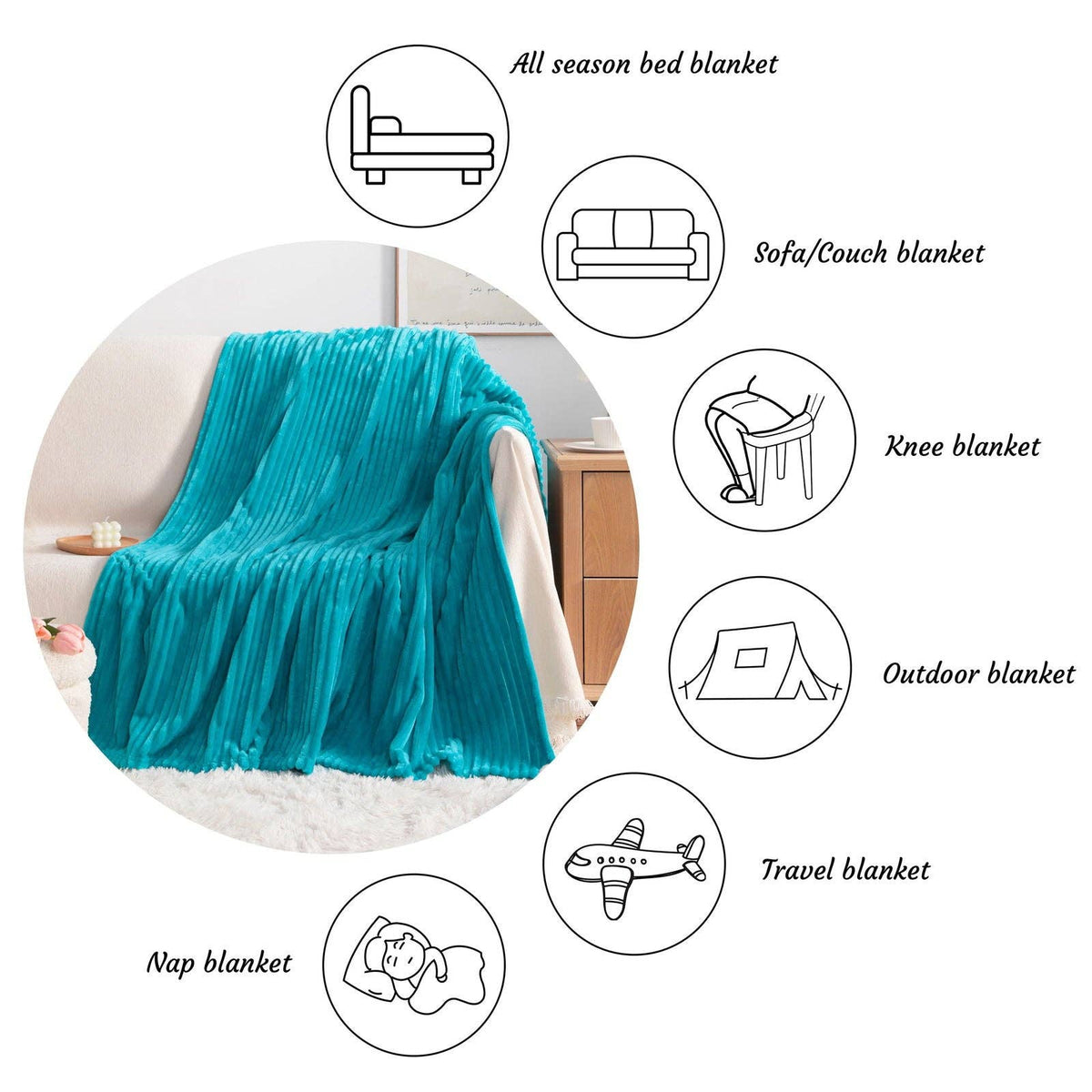 All-Season Plush Flannel Fleece Blanket | Two Sizes