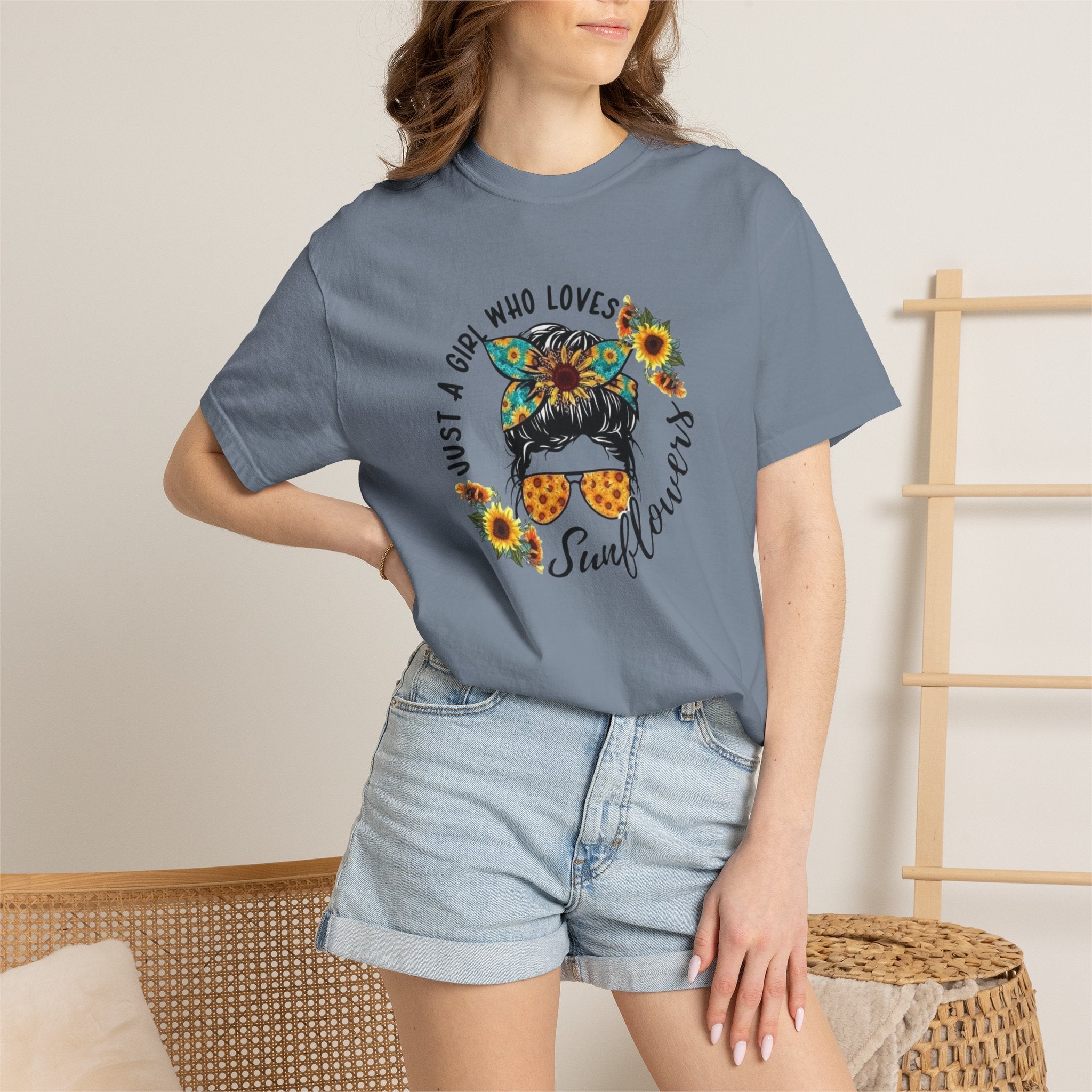 T-Shirt — "Just a Girl Who Loves Sunflowers" Graphic Tee