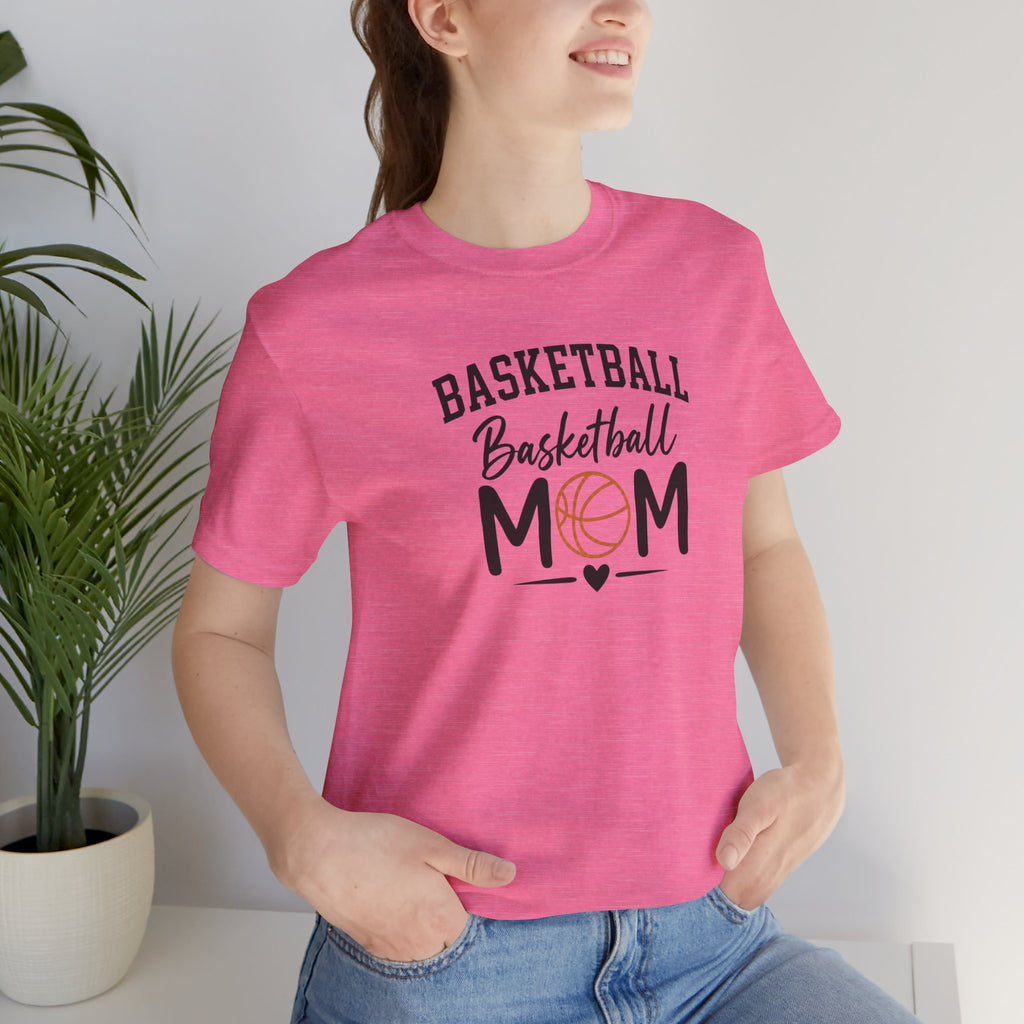 Basketball Mom Tee with Heart and Ball Graphic