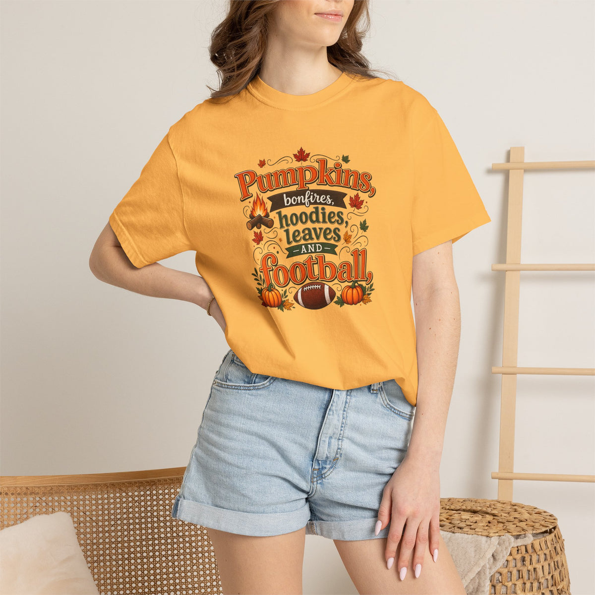 Fall Pumpkins Hoodies Leaves Football T‑Shirt