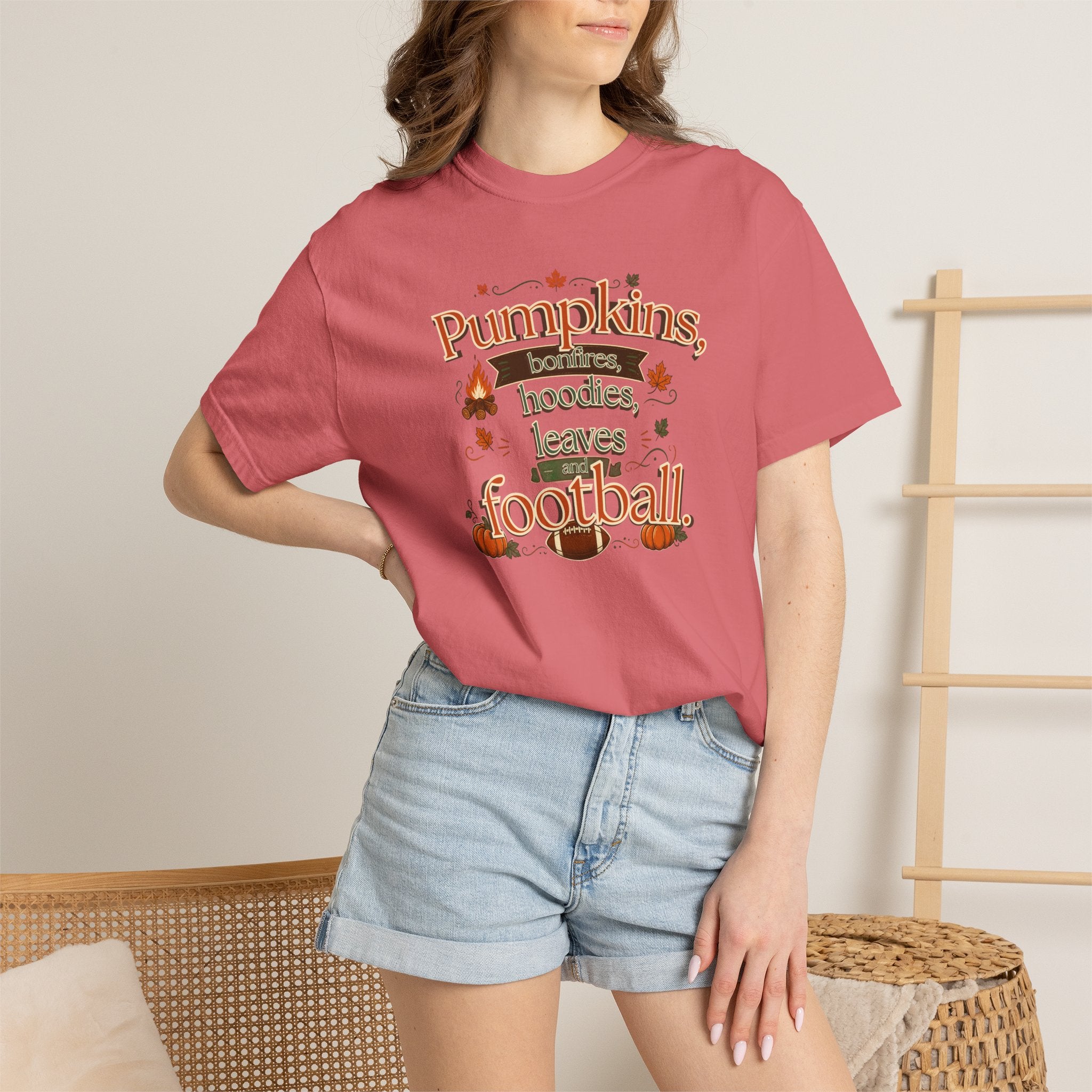 Fall Pumpkins Hoodies Leaves Football T‑Shirt