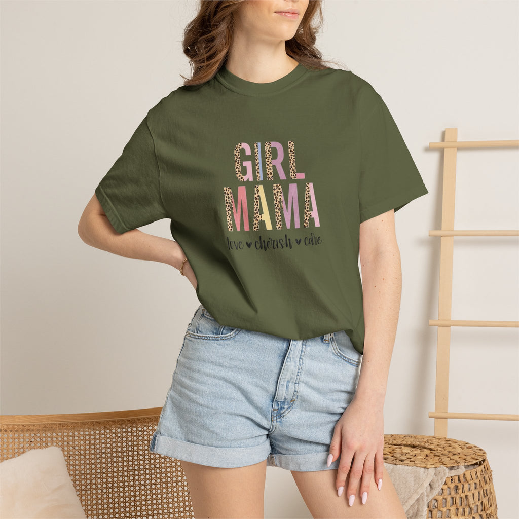 Girl Mama T-Shirt — Floral Leopard Print “Girl Mama” Graphic Tee (Love • Cherish • Cuddle)