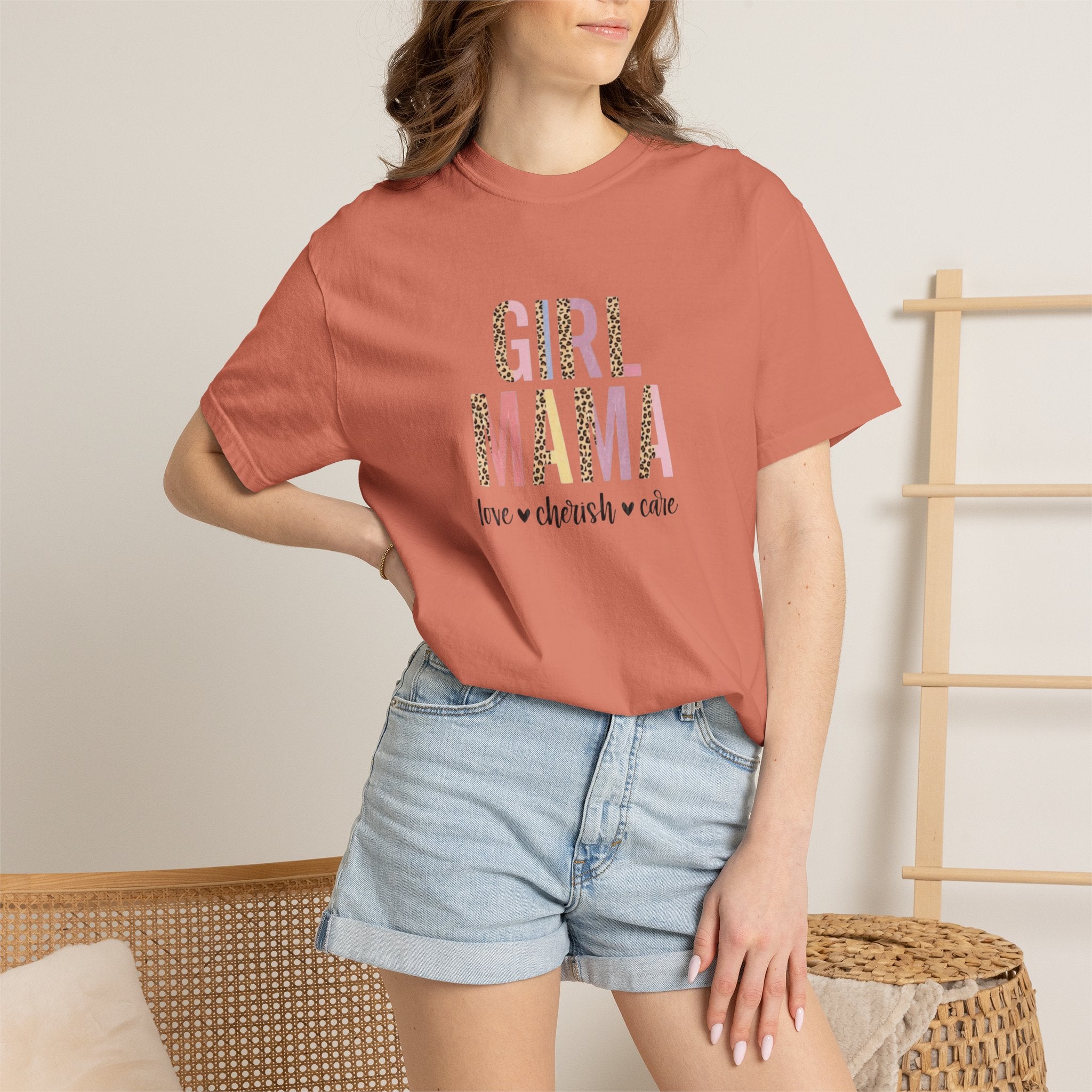 Girl Mama T-Shirt — Floral Leopard Print “Girl Mama” Graphic Tee (Love • Cherish • Cuddle)