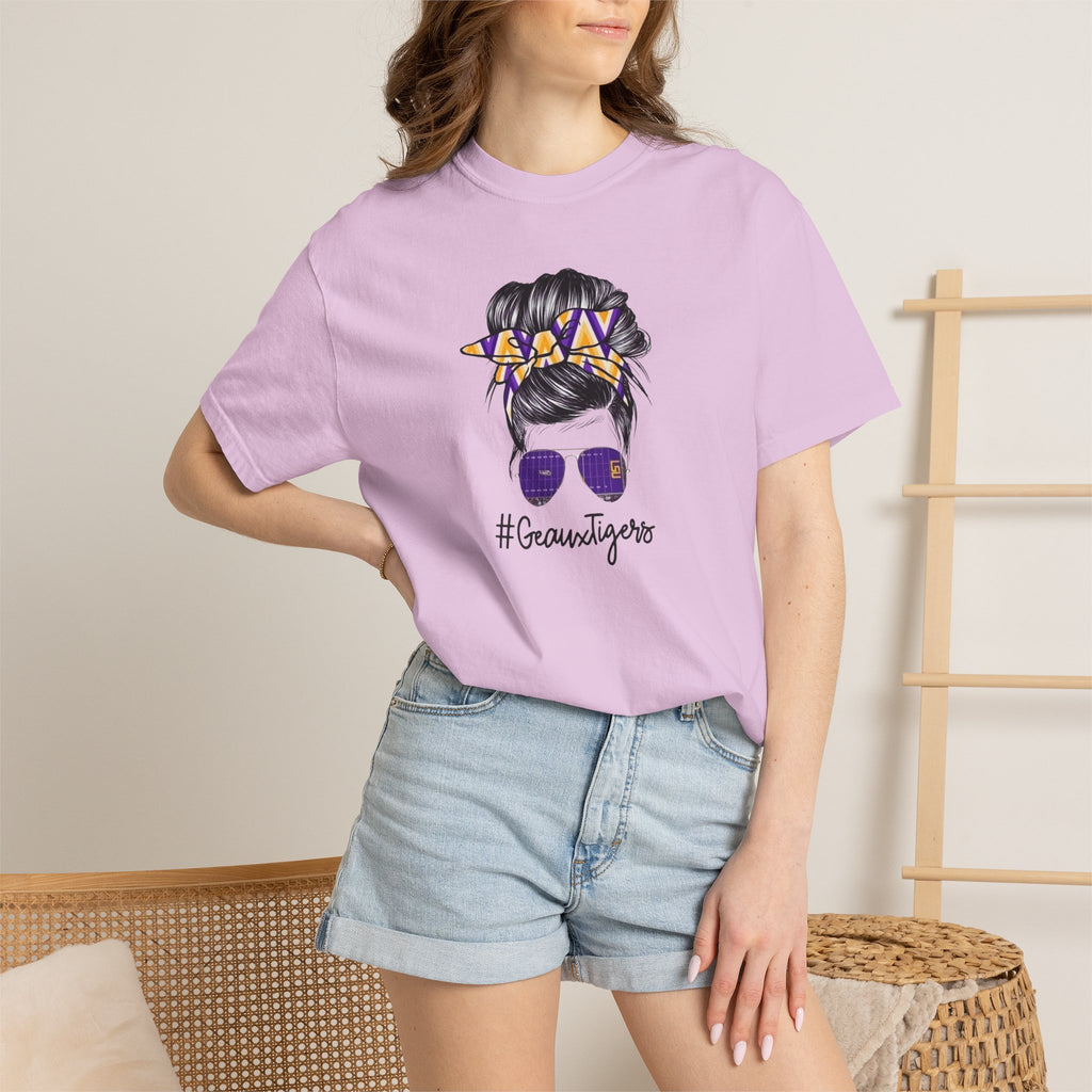 Gravtigers Hair Bun Sunglasses Graphic Tee