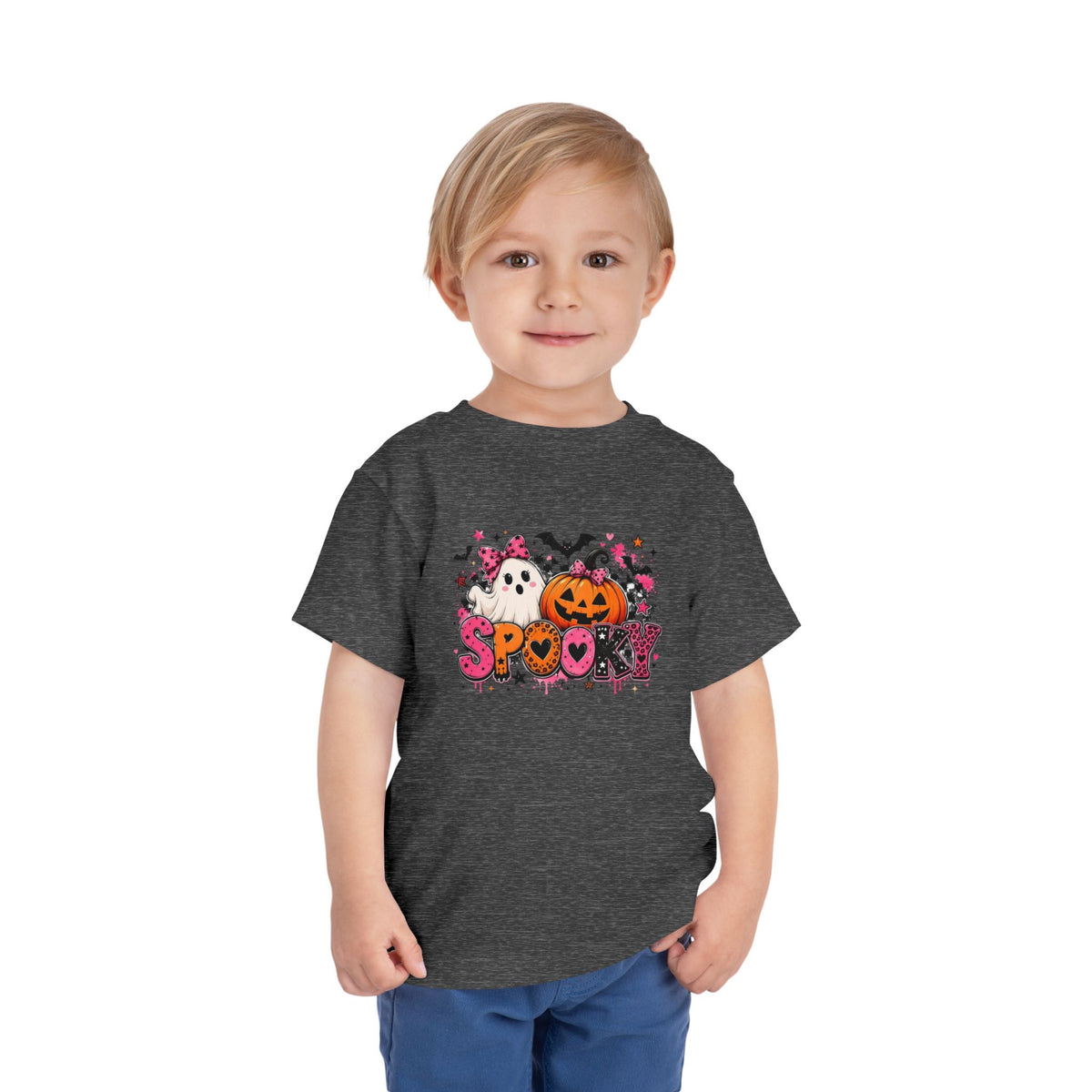 Toddler Tee — "Spooky" Halloween Ghost & Pumpkin Shirt