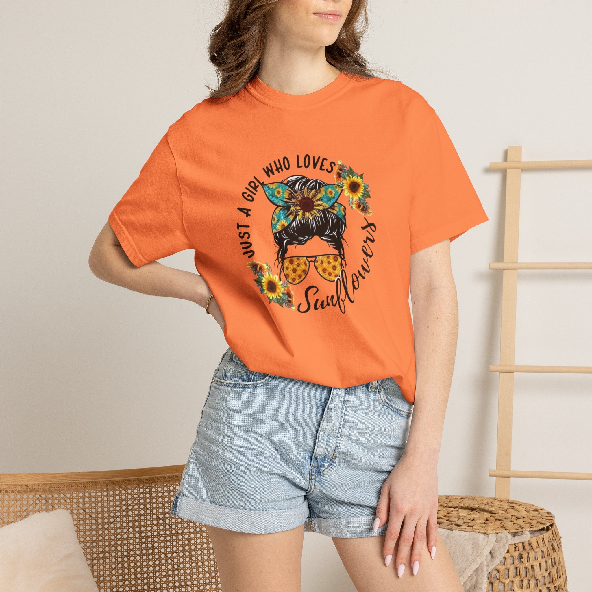 T-Shirt — "Just a Girl Who Loves Sunflowers" Graphic Tee