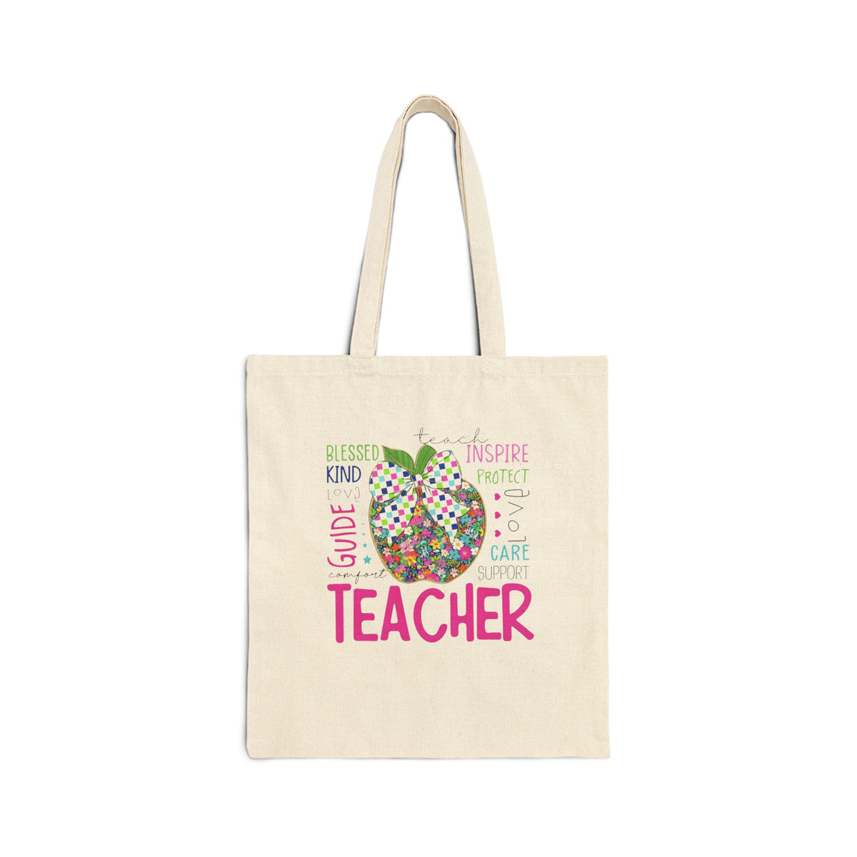 Personalized Teacher Apple Canvas Tote Bag