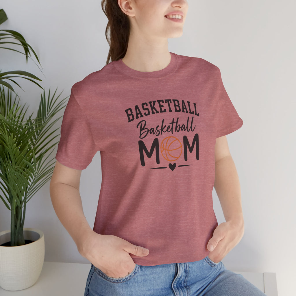 Basketball Mom Tee with Heart and Ball Graphic