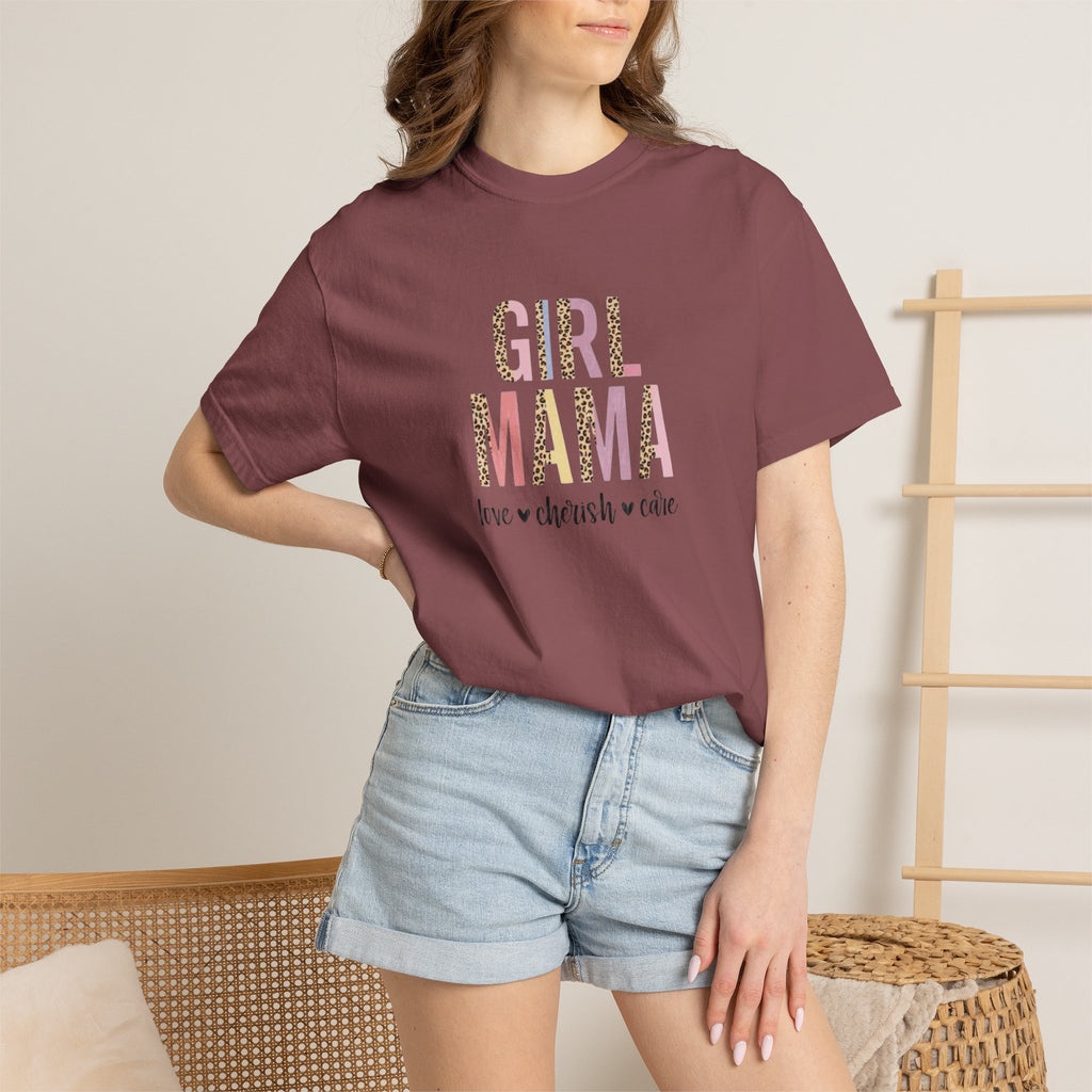 Girl Mama T-Shirt — Floral Leopard Print “Girl Mama” Graphic Tee (Love • Cherish • Cuddle)