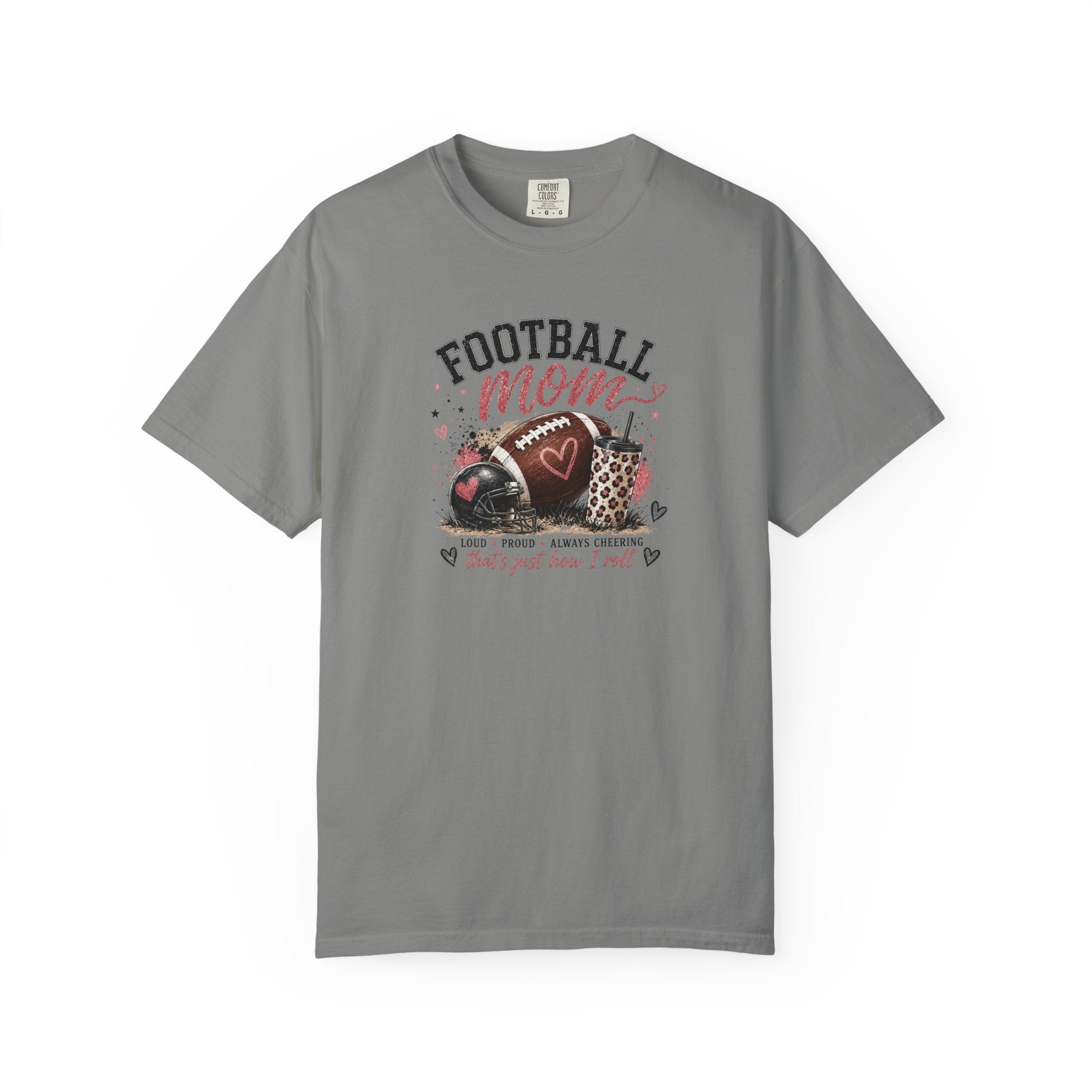 Football Mom T-Shirt — Leopard Heart Football Design