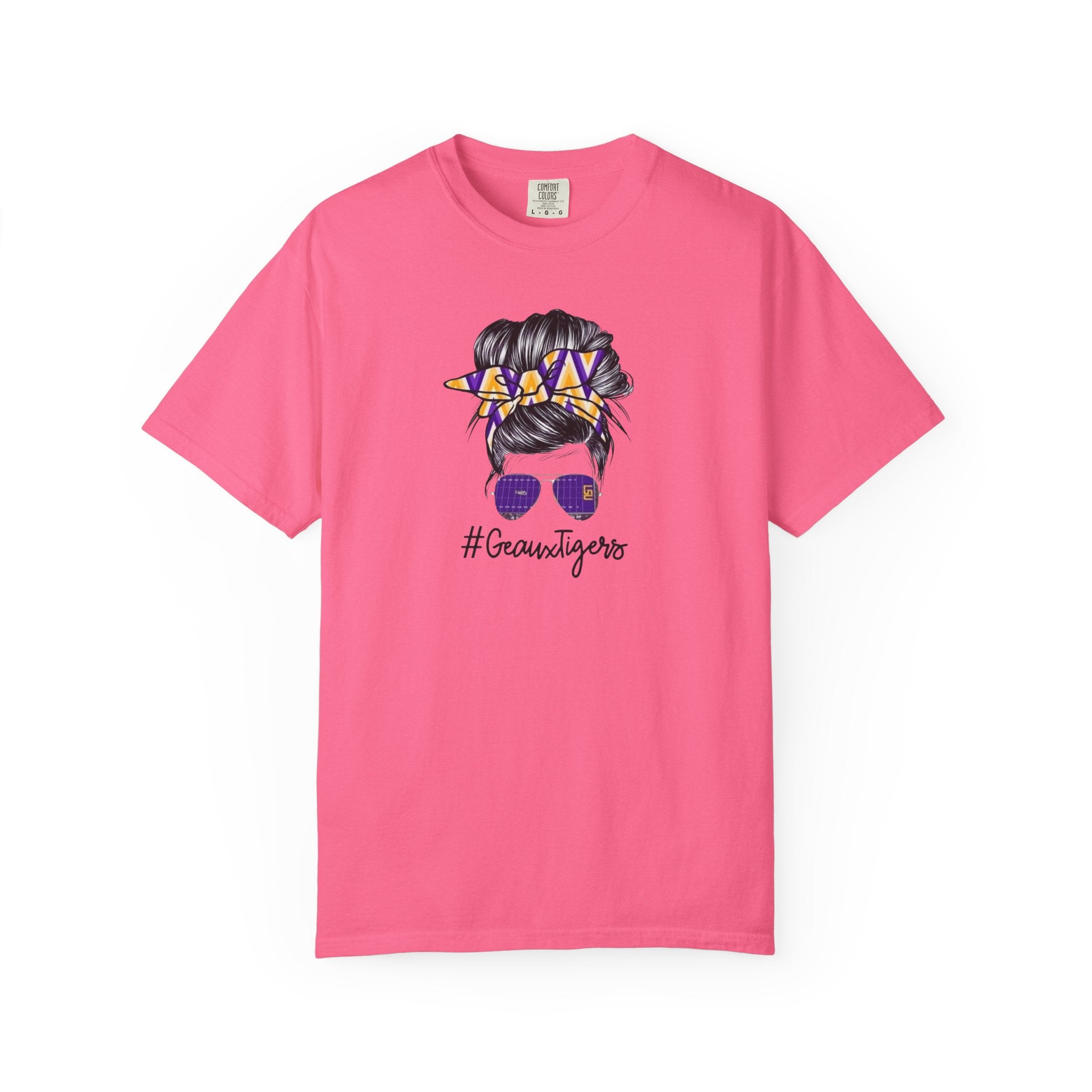 Gravtigers Hair Bun Sunglasses Graphic Tee