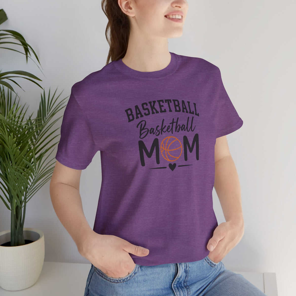 Basketball Mom Tee with Heart and Ball Graphic