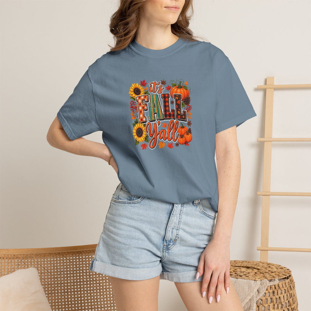 Fall Y'all T-Shirt — Autumn Pumpkin & Sunflower Graphic Tee