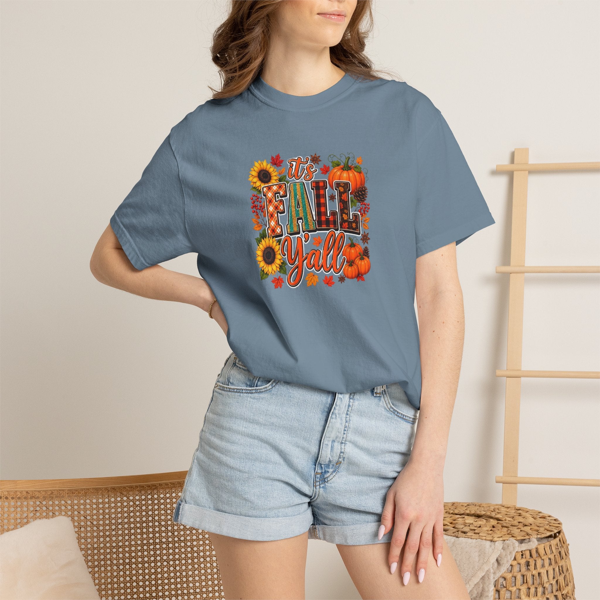 Fall Y'all T-Shirt — Autumn Pumpkin & Sunflower Graphic Tee
