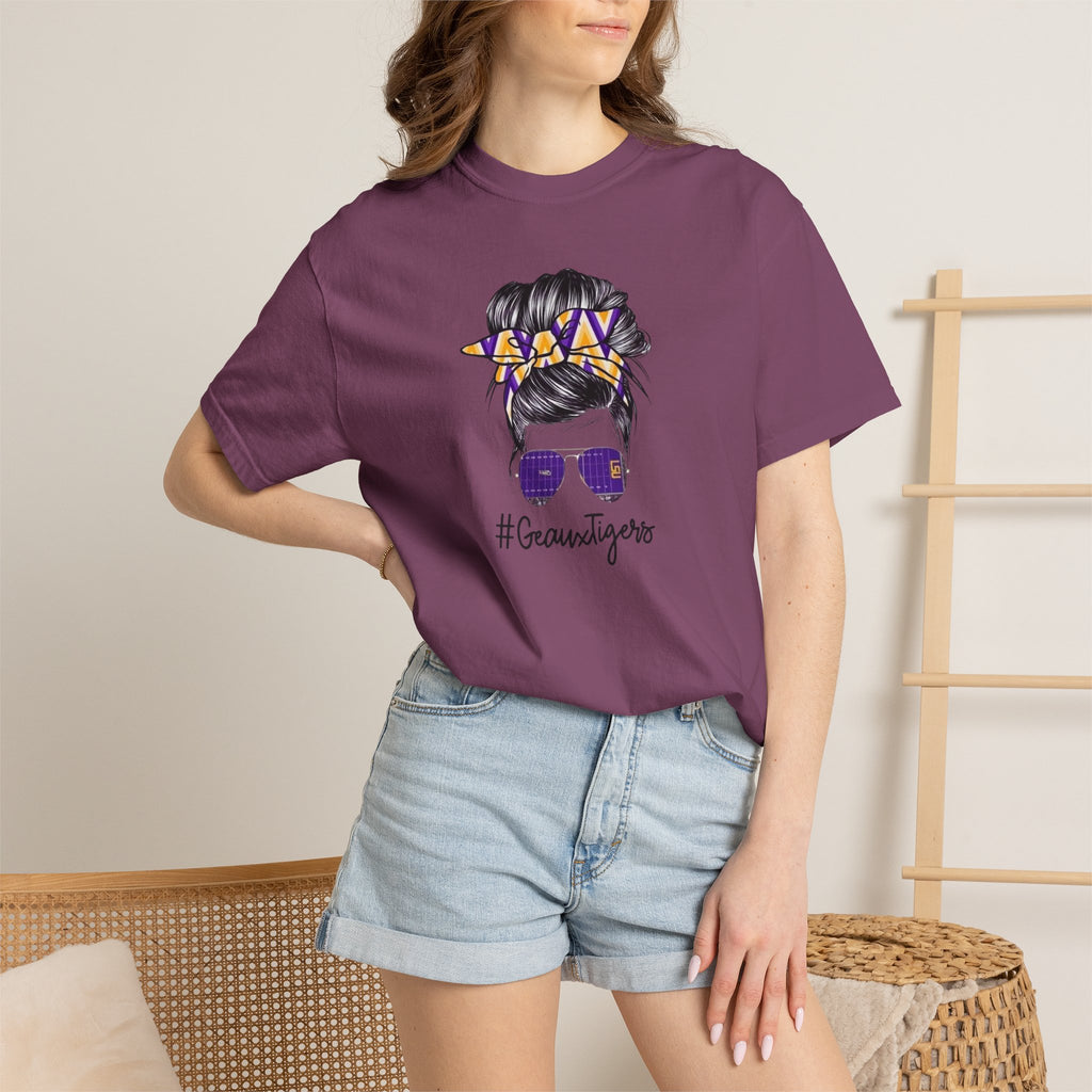 Gravtigers Hair Bun Sunglasses Graphic Tee