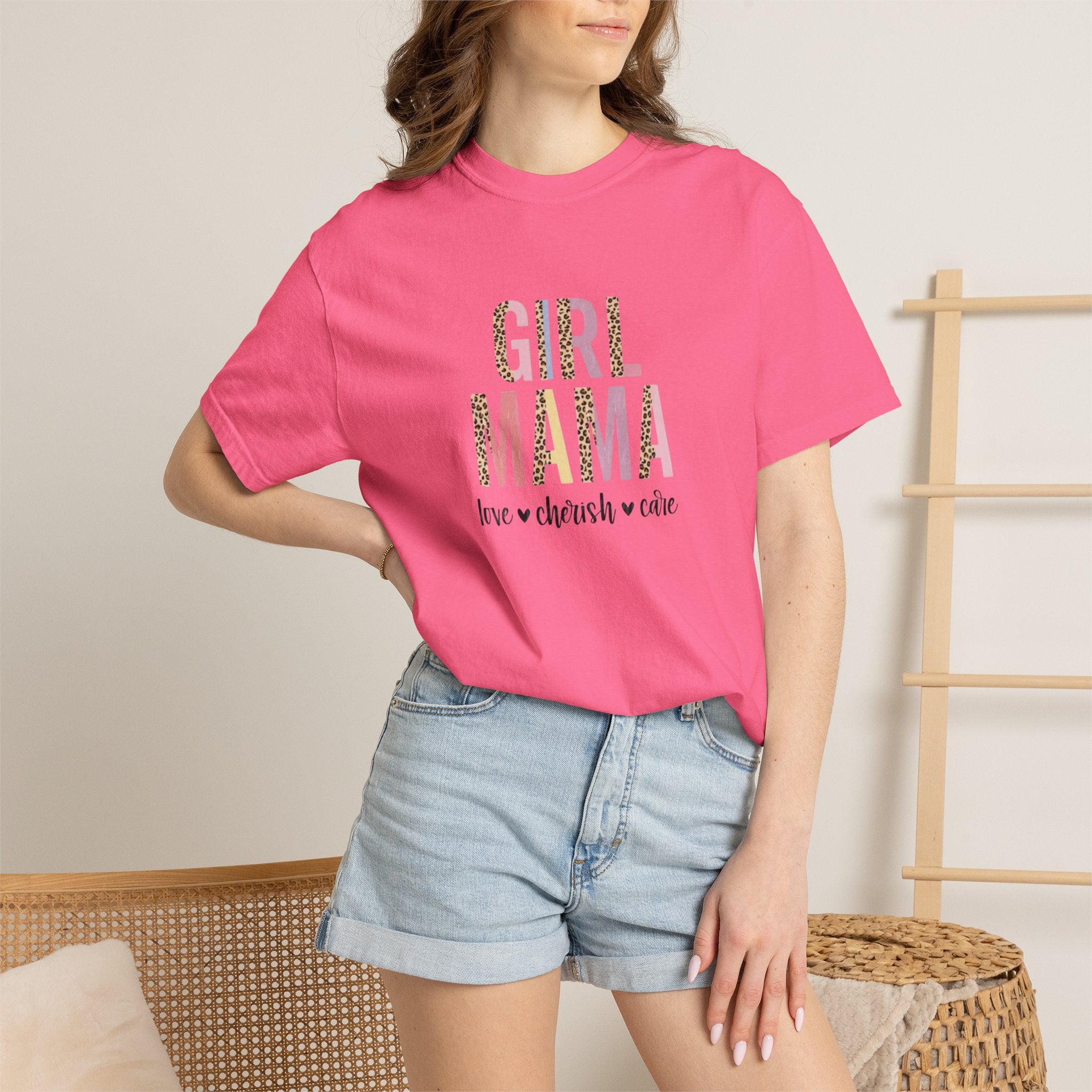 Girl Mama T-Shirt — Floral Leopard Print “Girl Mama” Graphic Tee (Love • Cherish • Cuddle)