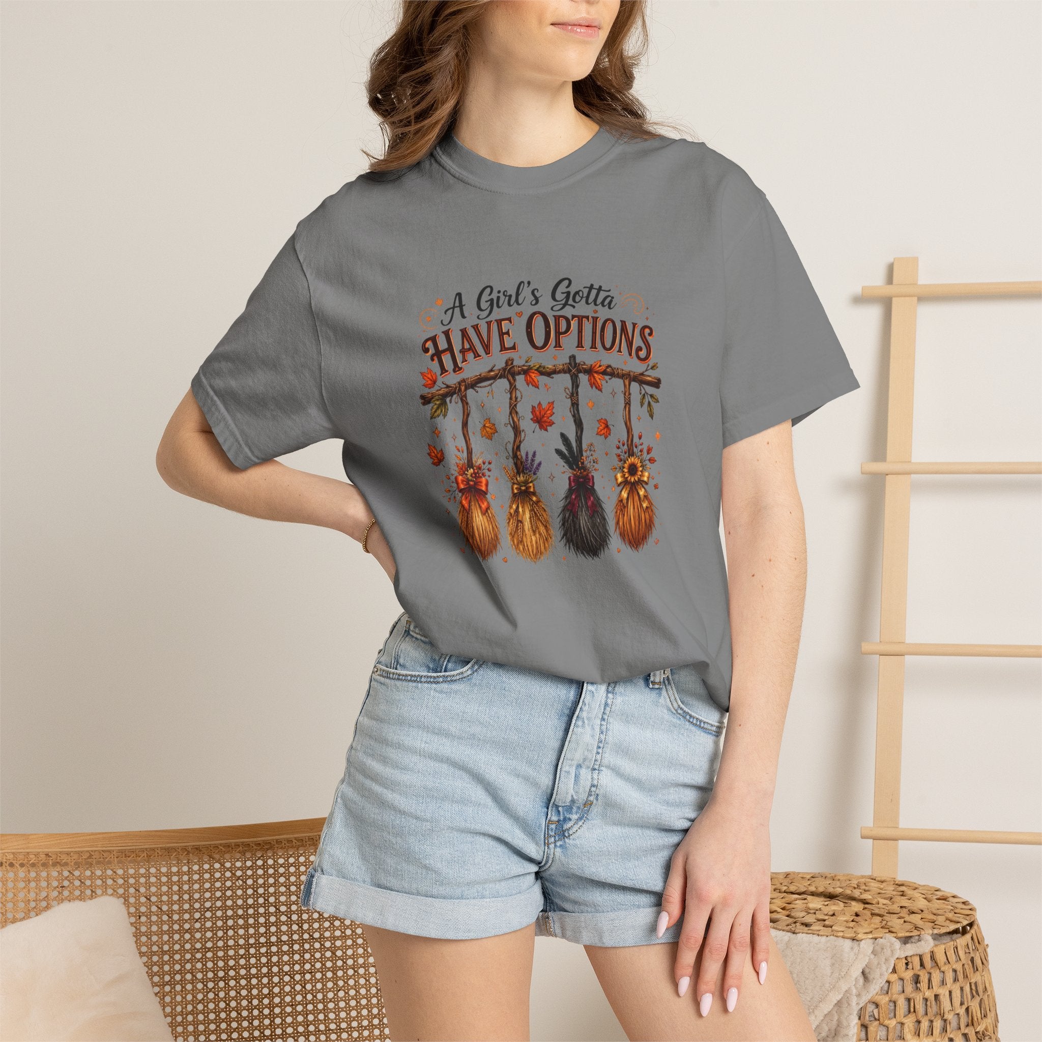 "A Girl's Gotta Have Options" Autumn Gnome Tee