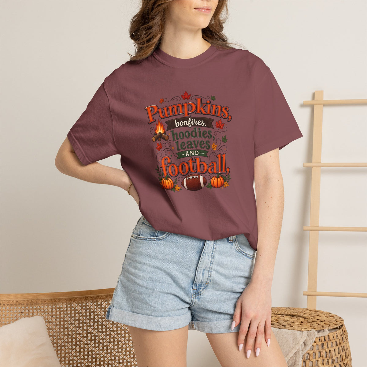 Fall Pumpkins Hoodies Leaves Football T‑Shirt
