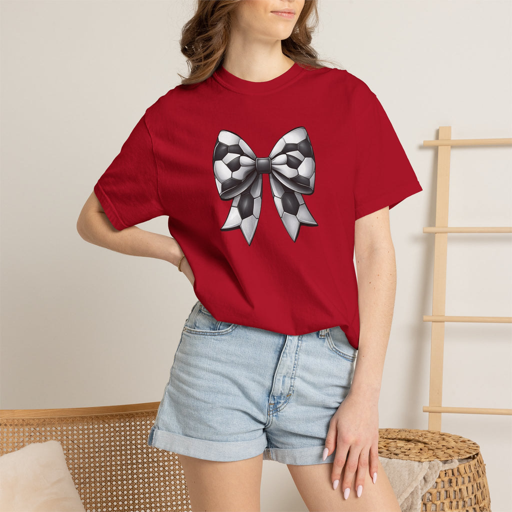 Checkerboard Bow T-Shirt — Monochrome Vintage Ribbon Graphic