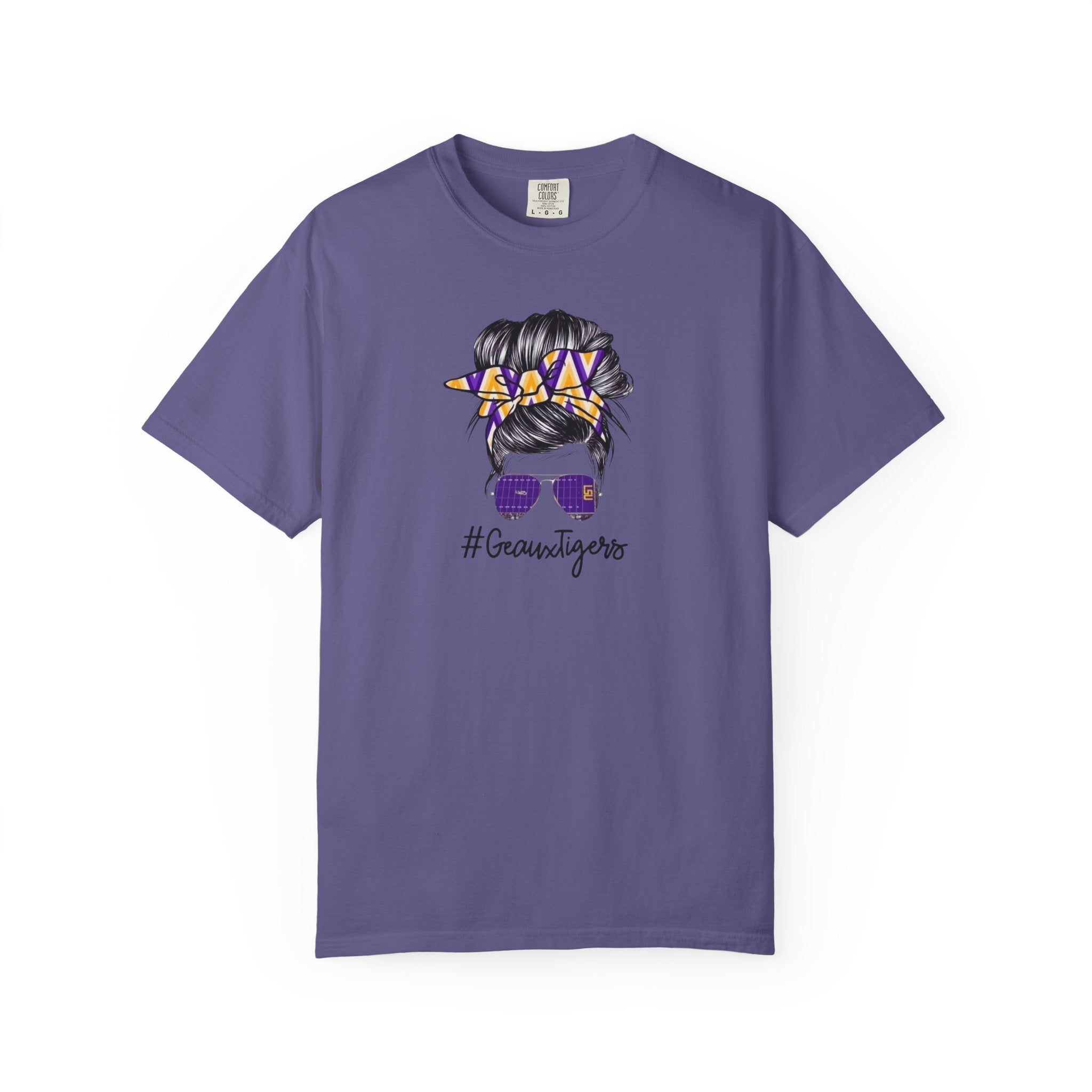 Gravtigers Hair Bun Sunglasses Graphic Tee