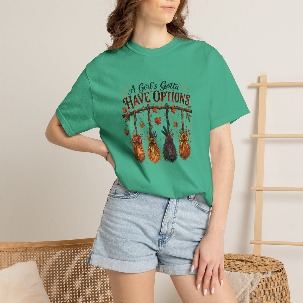 "A Girl's Gotta Have Options" Autumn Gnome Tee