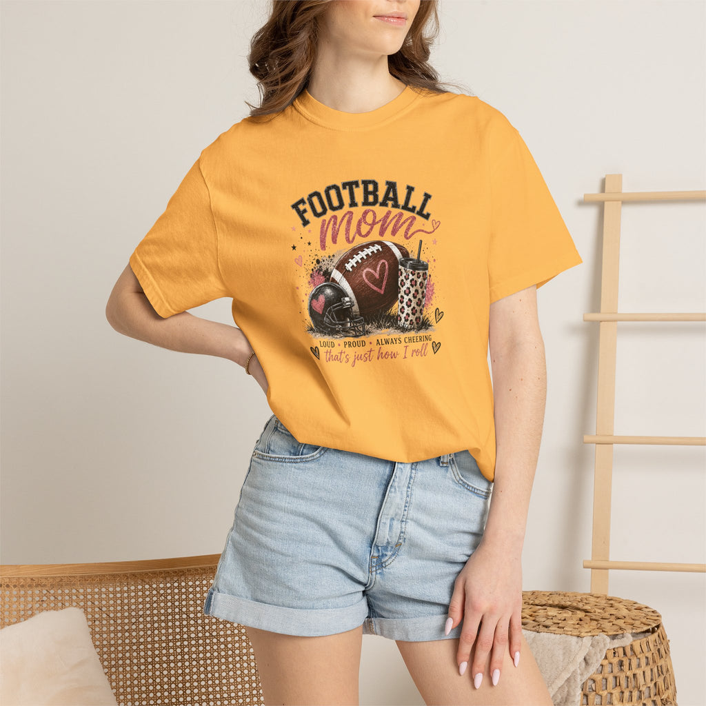 Football Mom T-Shirt — Leopard Heart Football Design