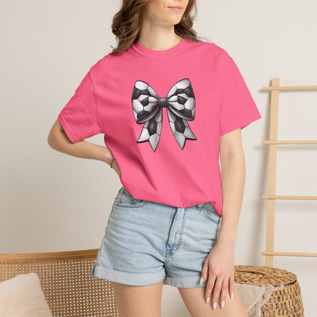 Checkerboard Bow T-Shirt — Monochrome Vintage Ribbon Graphic