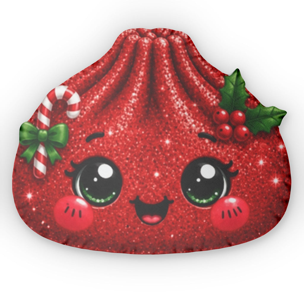 Red Holiday Candy & Holly Decorative Pillow