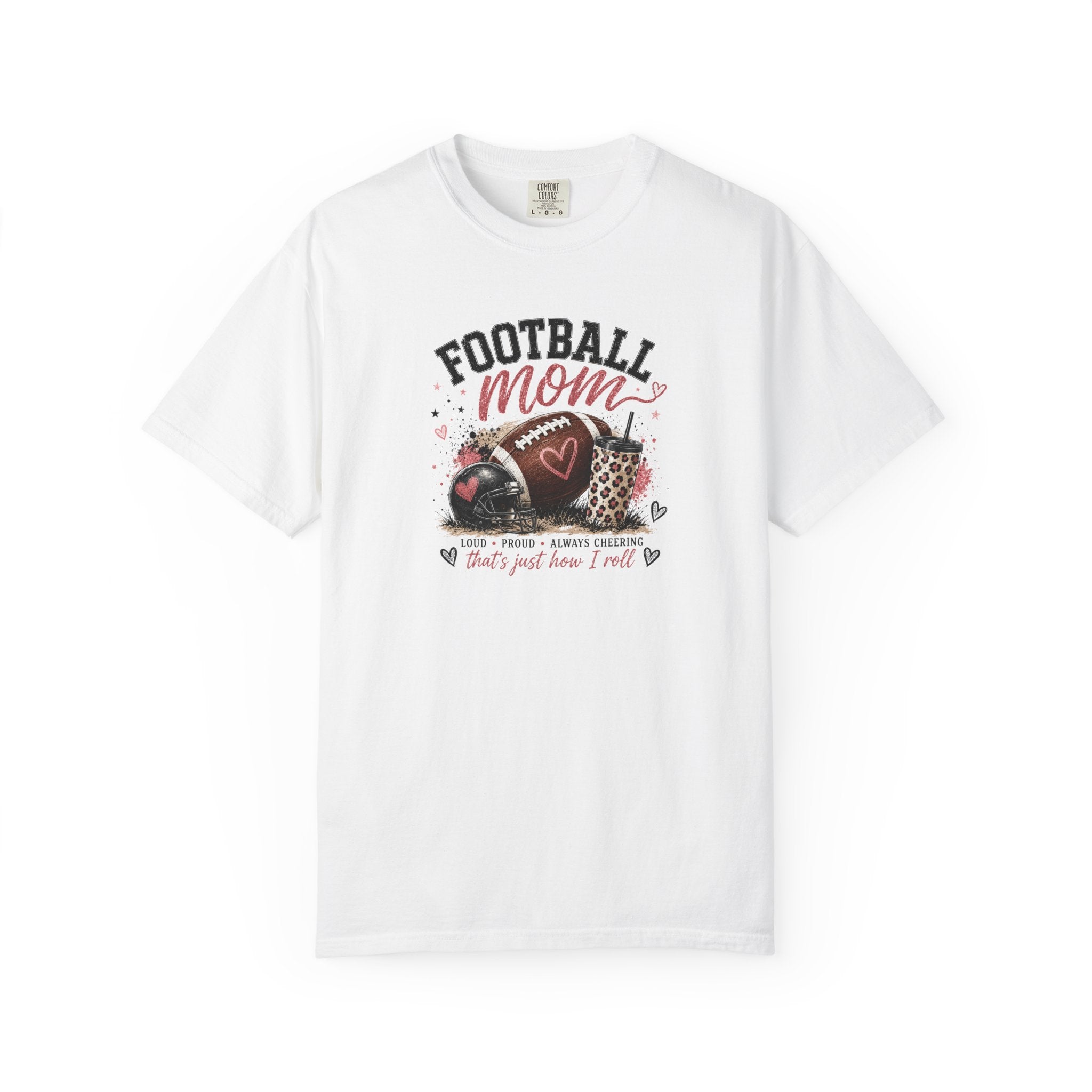 Football Mom T-Shirt — Leopard Heart Football Design