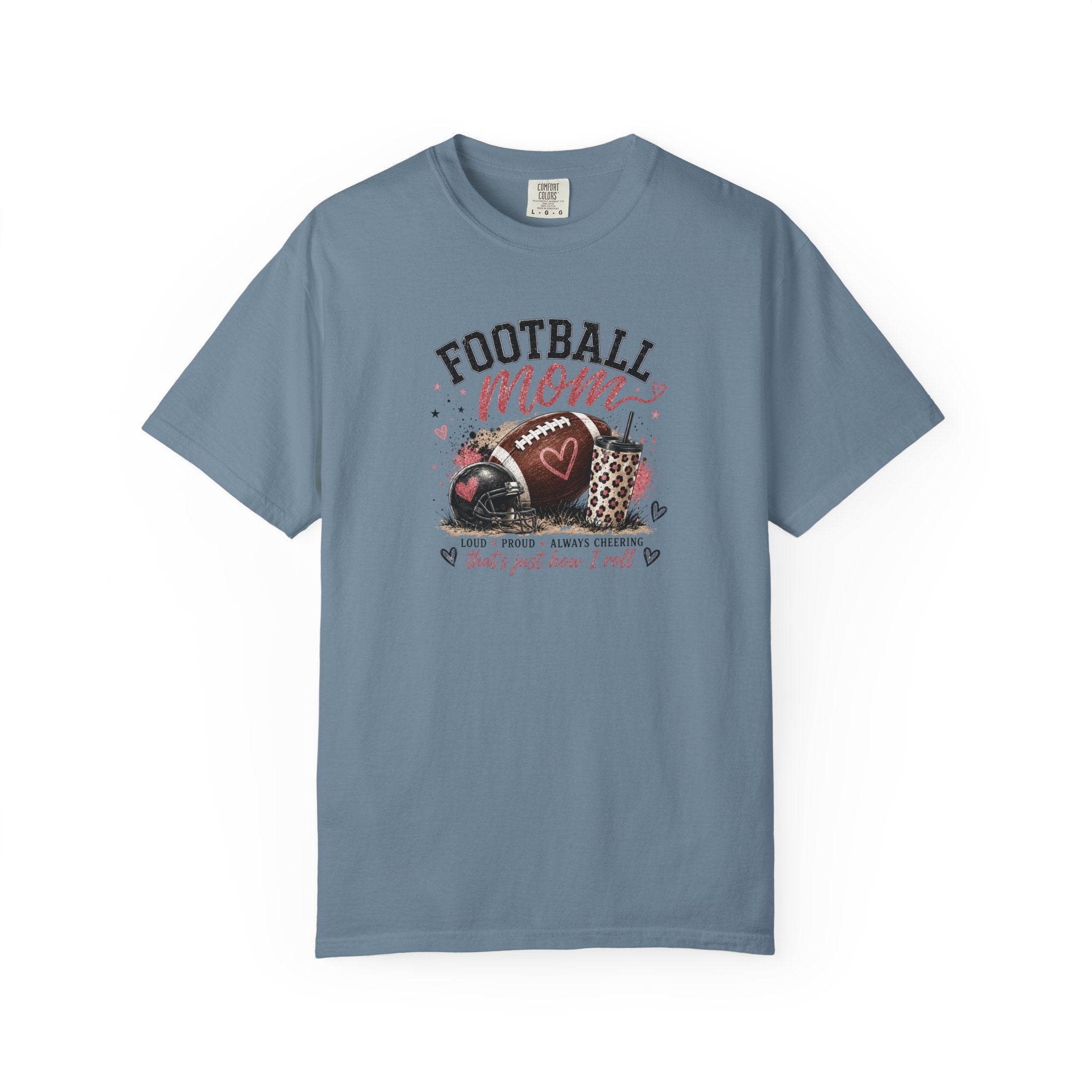 Football Mom T-Shirt — Leopard Heart Football Design