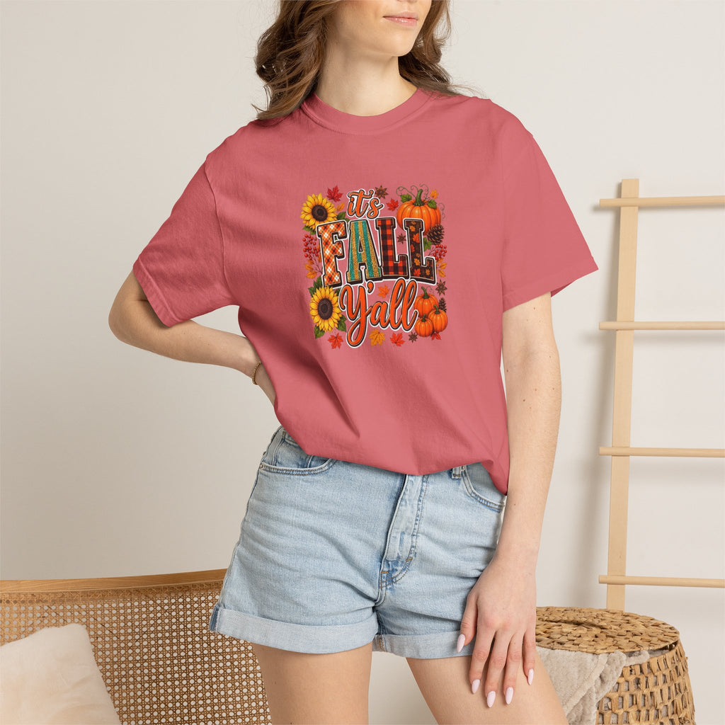 Fall Y'all T-Shirt — Autumn Pumpkin & Sunflower Graphic Tee