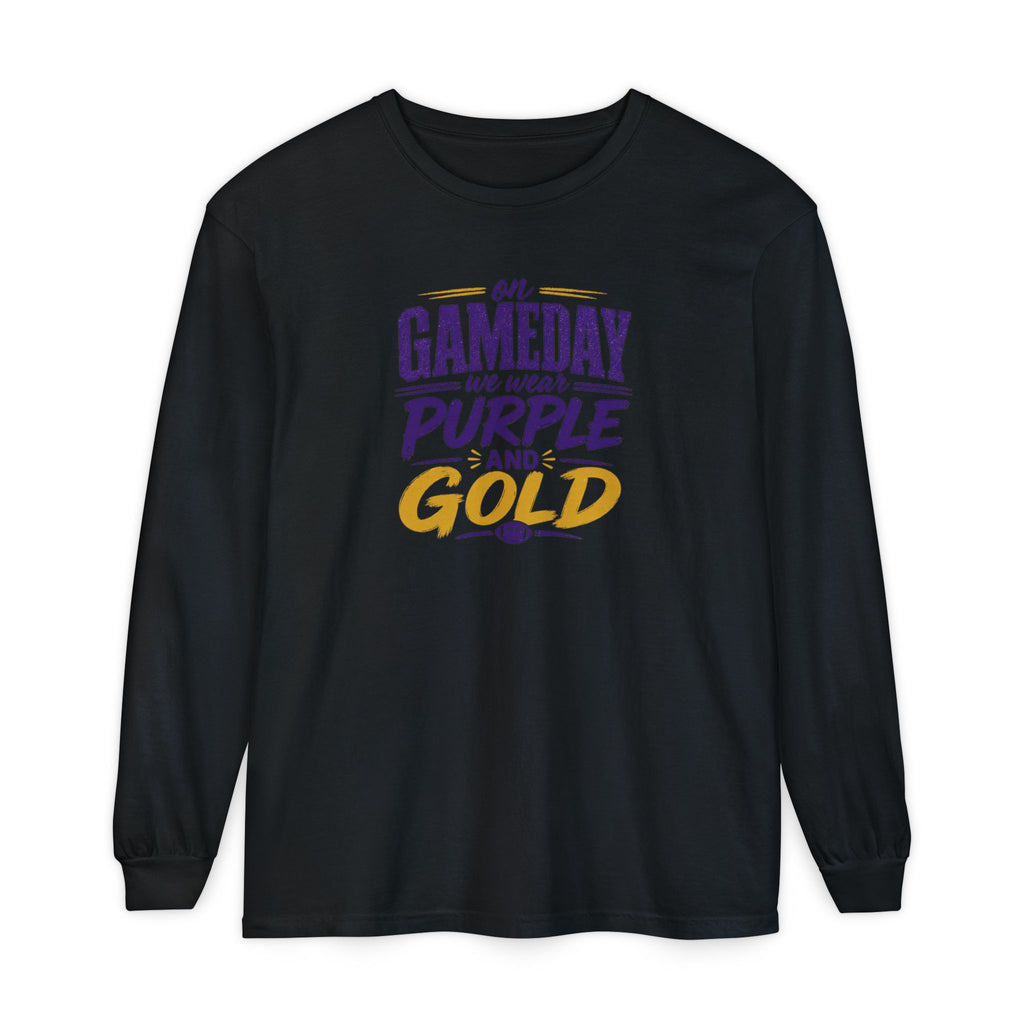 Gameday We Wear Purple and Gold Long Sleeve Tee