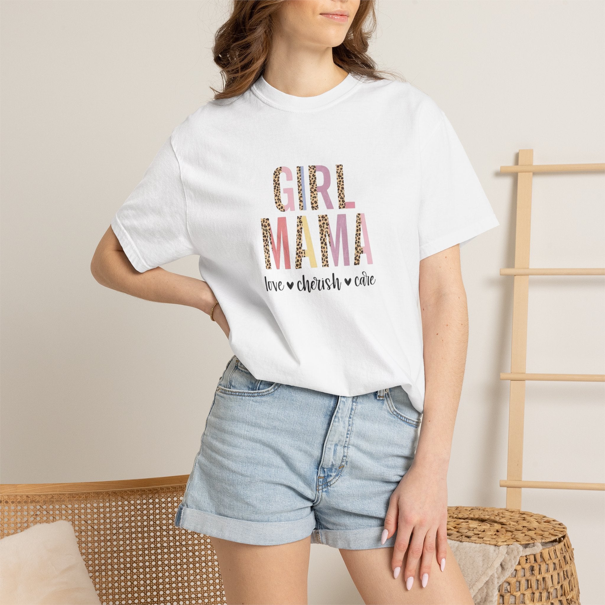 Girl Mama T-Shirt — Floral Leopard Print “Girl Mama” Graphic Tee (Love • Cherish • Cuddle)