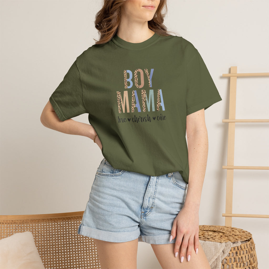 Boy Mama T-Shirt – Retro Floral 'Boy Mama' Tee with 'love  cherish  raise'