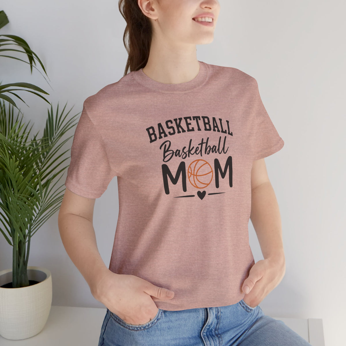 Basketball Mom Tee with Heart and Ball Graphic