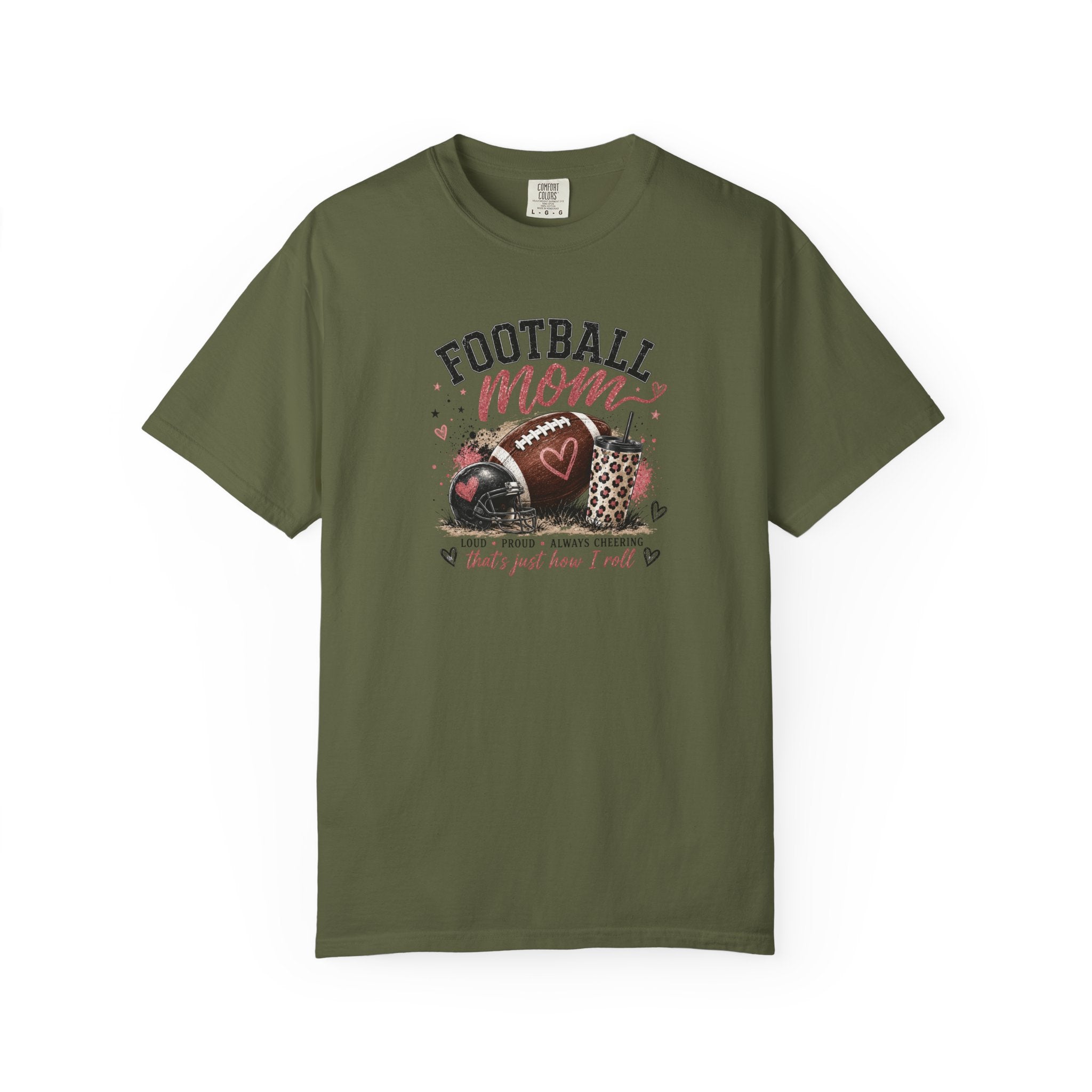 Football Mom T-Shirt — Leopard Heart Football Design