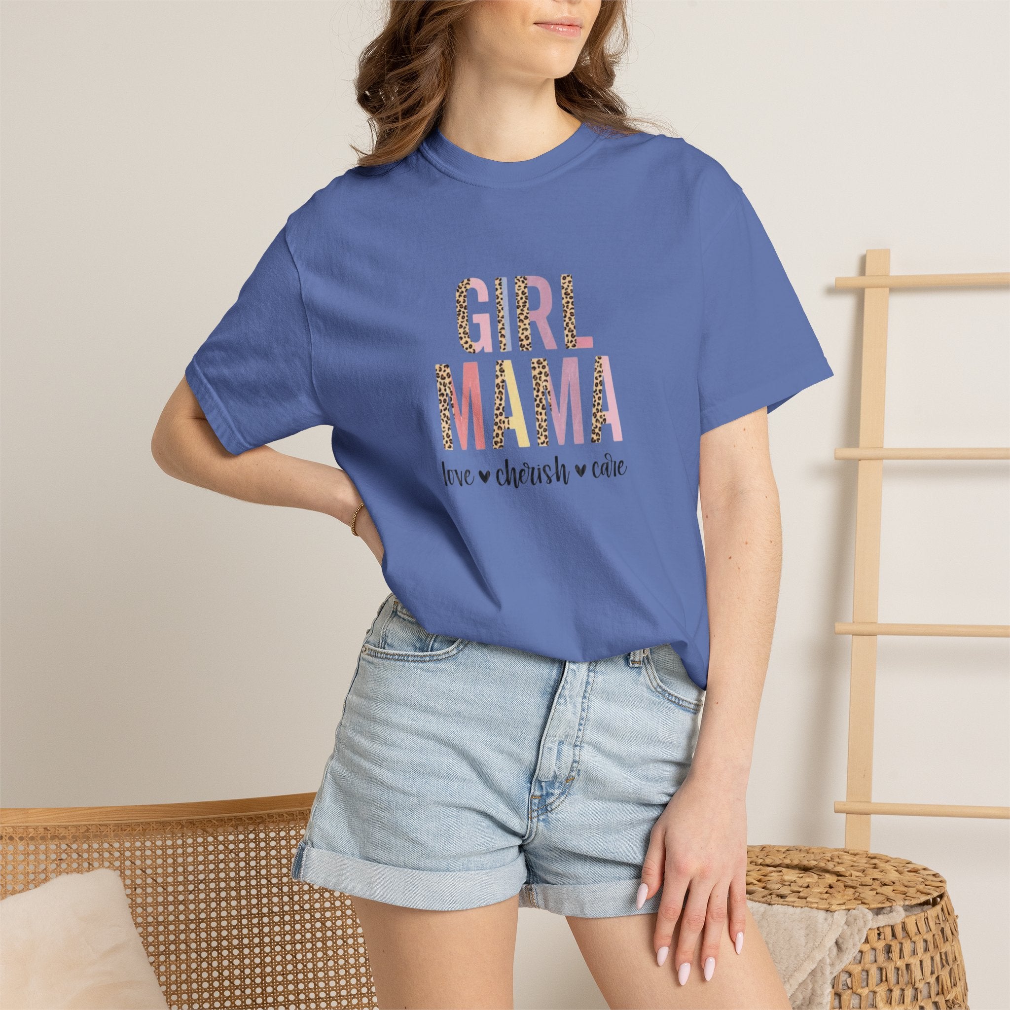 Girl Mama T-Shirt — Floral Leopard Print “Girl Mama” Graphic Tee (Love • Cherish • Cuddle)