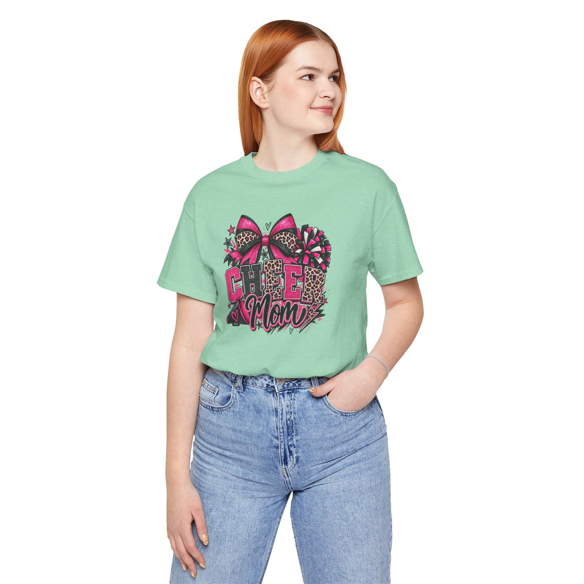 Pink Leopard Cheerleading Mom Tee