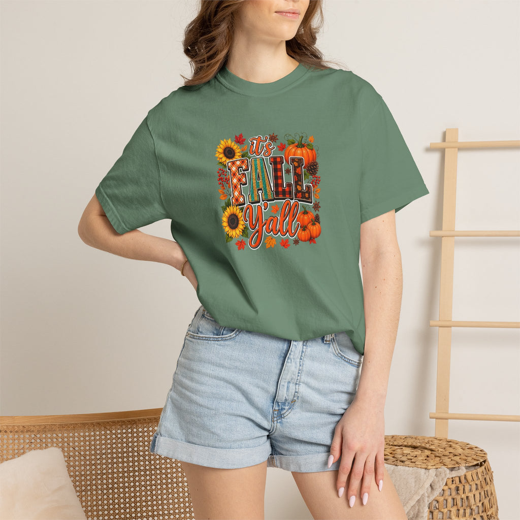 Fall Y'all T-Shirt — Autumn Pumpkin & Sunflower Graphic Tee