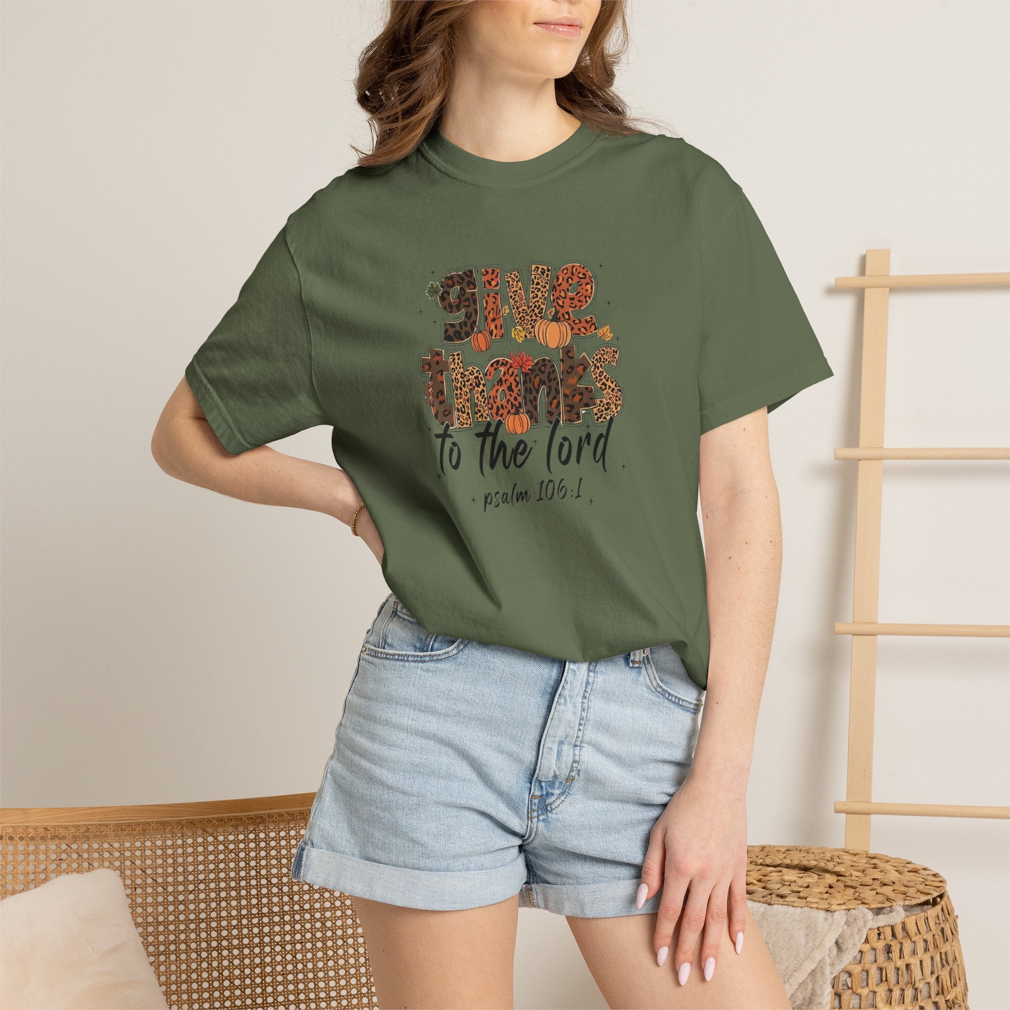 Give Thanks to the Lord T-Shirt — Psalm 106:1 Thanksgiving Faith Tee