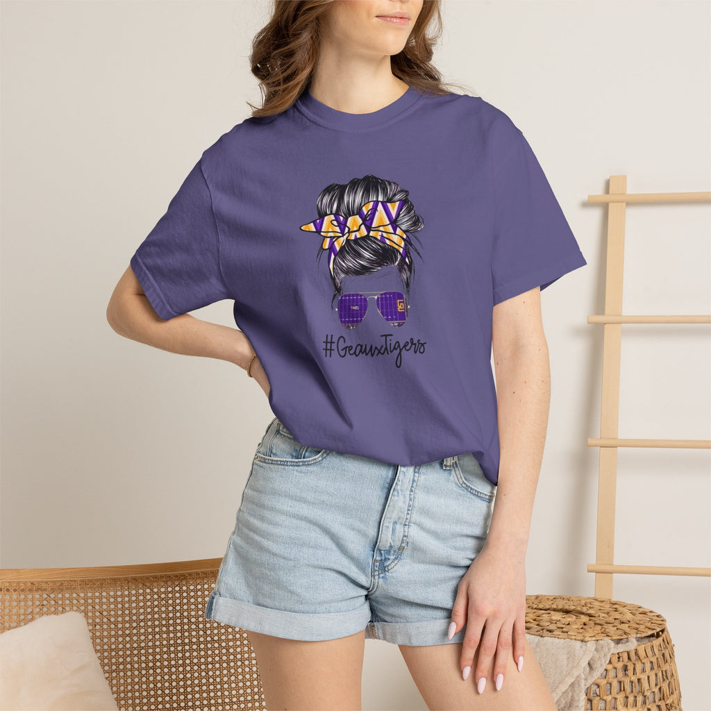 Gravtigers Hair Bun Sunglasses Graphic Tee