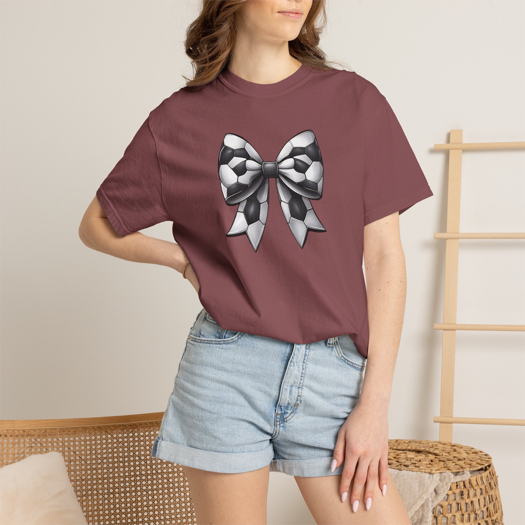 Checkerboard Bow T-Shirt — Monochrome Vintage Ribbon Graphic