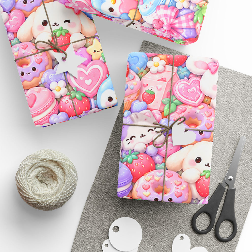Kawaii Squishies Wrapping Paper – Cute Pastel Pink Gift Wrap