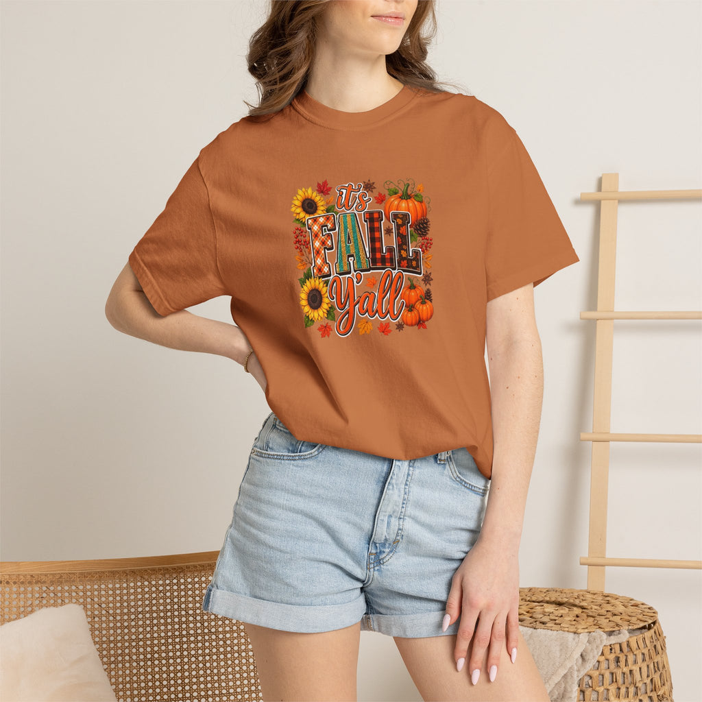Fall Y'all T-Shirt — Autumn Pumpkin & Sunflower Graphic Tee