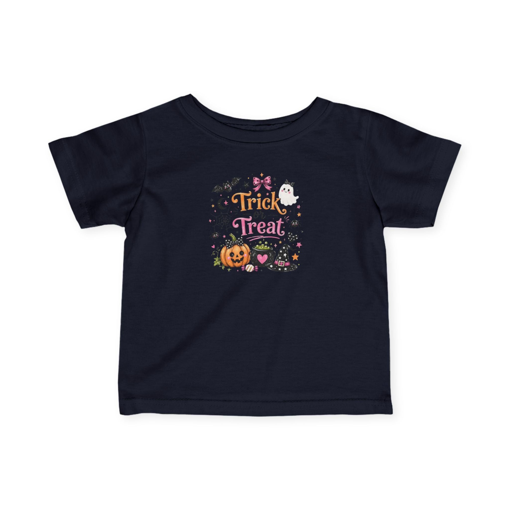 Infant Tee — Cute 'Trick or Treat' Halloween Pumpkin & Witch Hat Baby Shirt