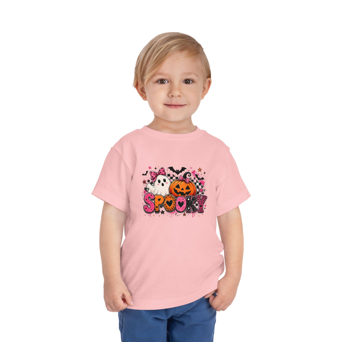 Toddler Tee — "Spooky" Halloween Ghost & Pumpkin Shirt