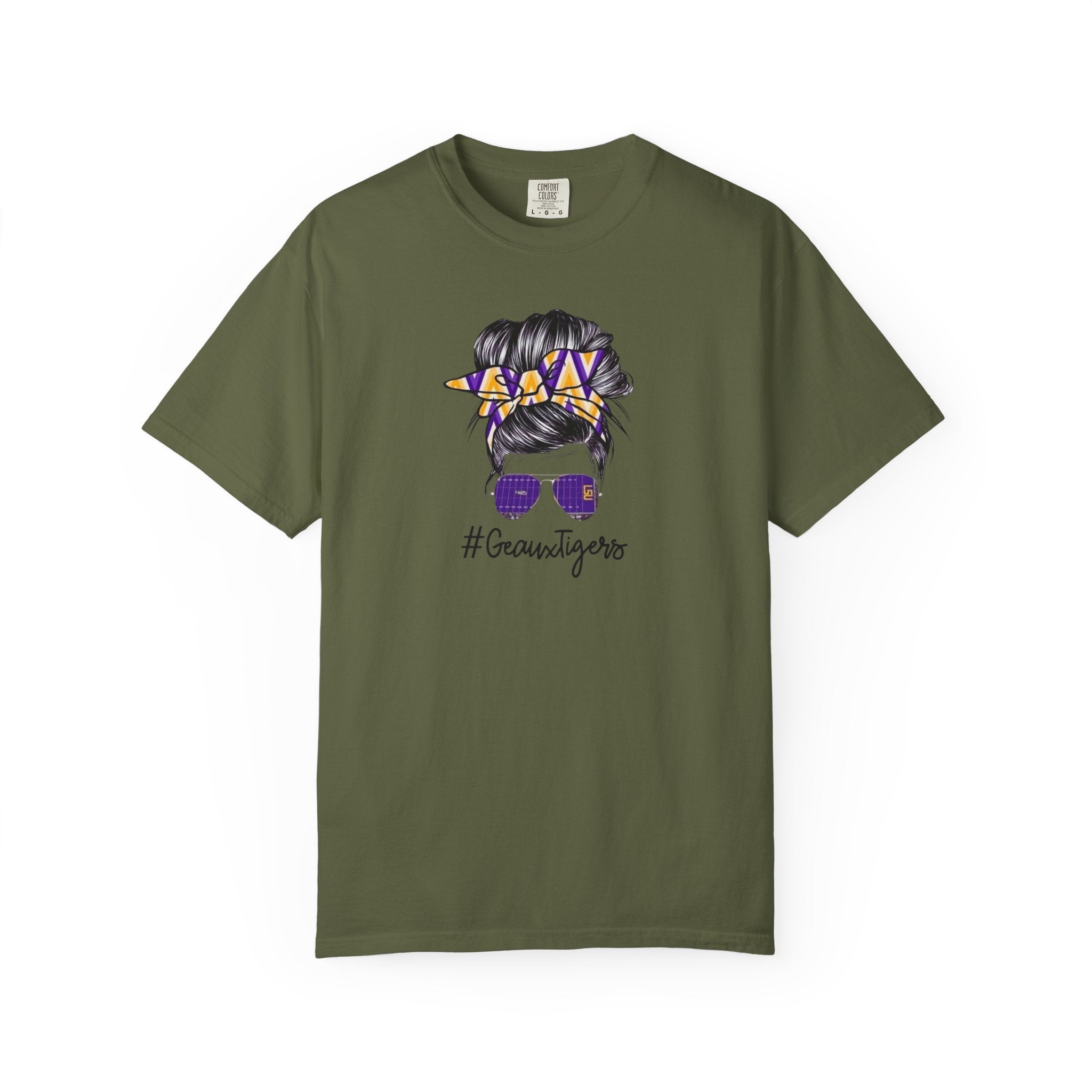 Gravtigers Hair Bun Sunglasses Graphic Tee