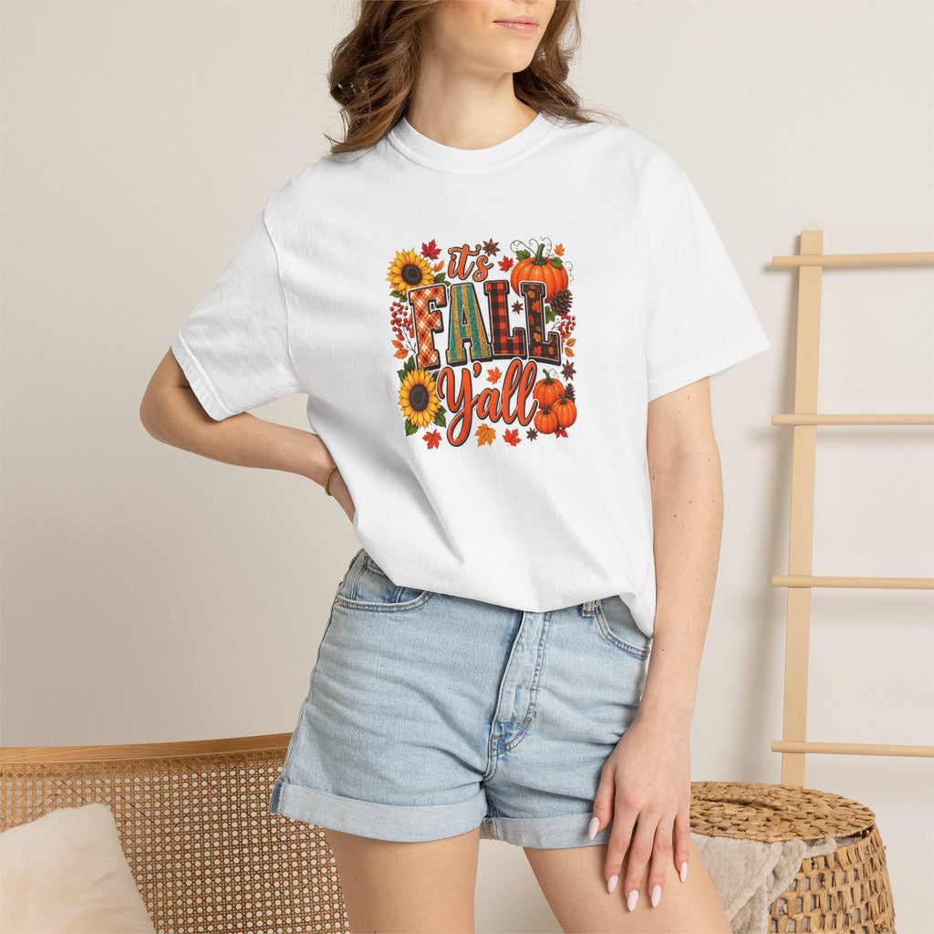 Fall Y'all T-Shirt — Autumn Pumpkin & Sunflower Graphic Tee